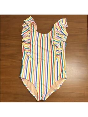 crewcuts Girls One Piece Swimsuit Size 12 Multicolor Striped Stretch